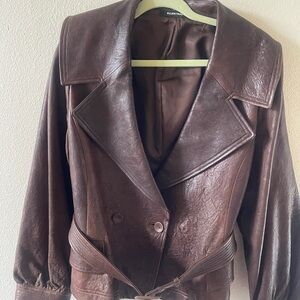 Ellen Tracy Women's Dark Brown Leather Jacket